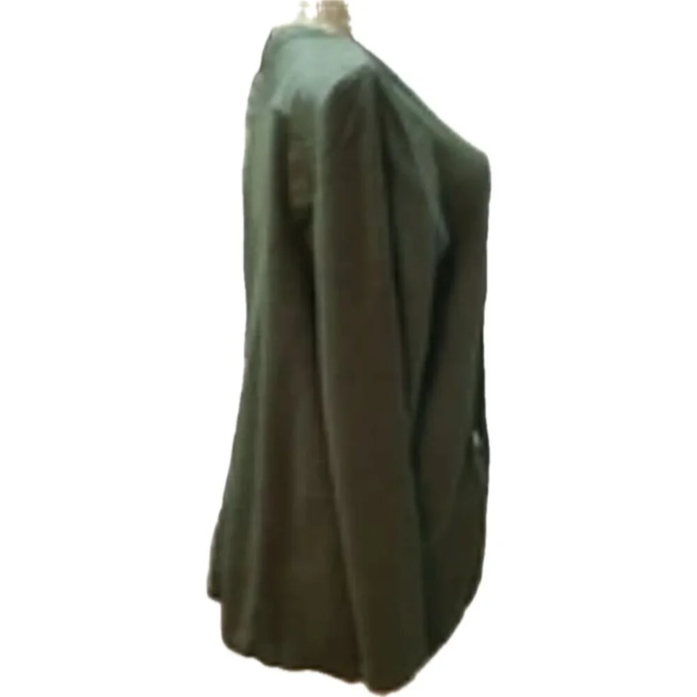 Jessica London 2X Green Zip Leather Detail Pockets Long Sleeve Sweater Shacket
